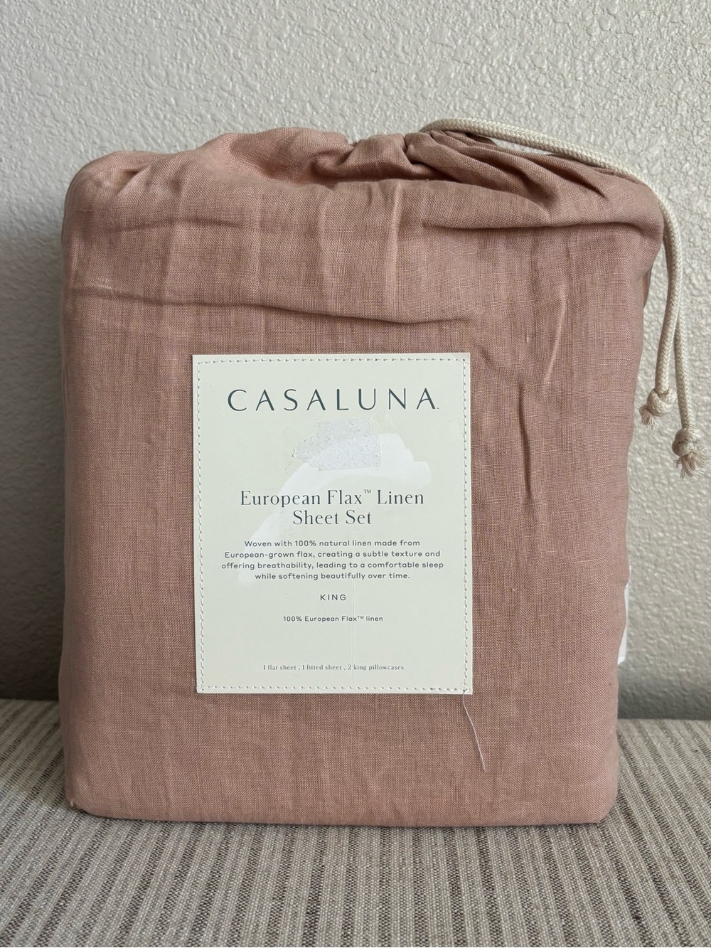 NWT King 100% Linen Sheet Set Adobe Clay - Casaluna